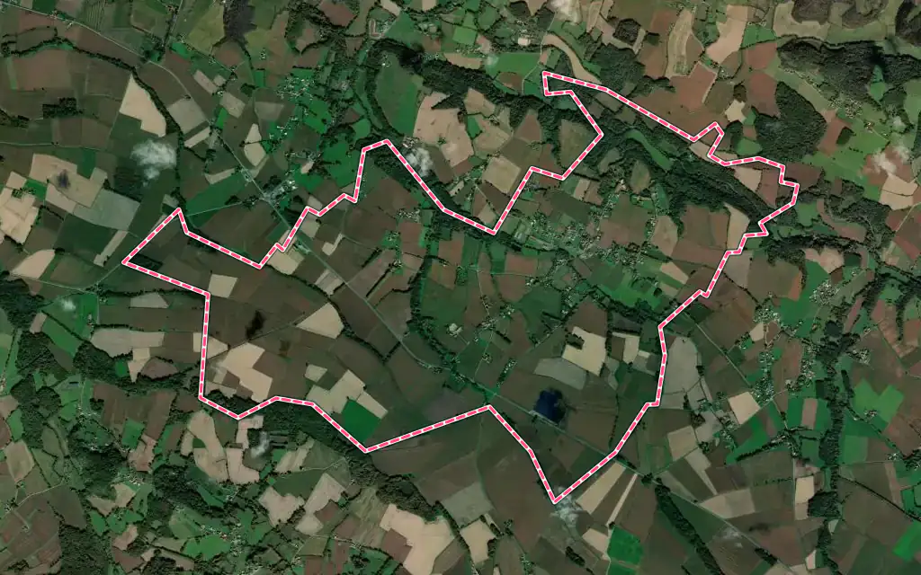 Vue satellite de Pomps avec ses contours administratifs