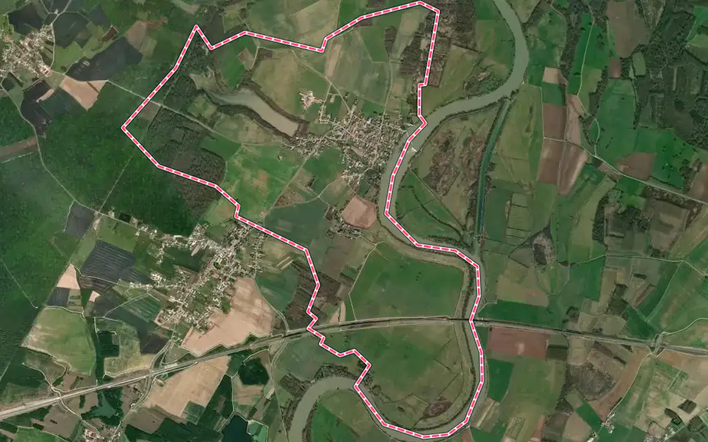 Vue satellite de Poncey-lès-Athée avec ses contours administratifs