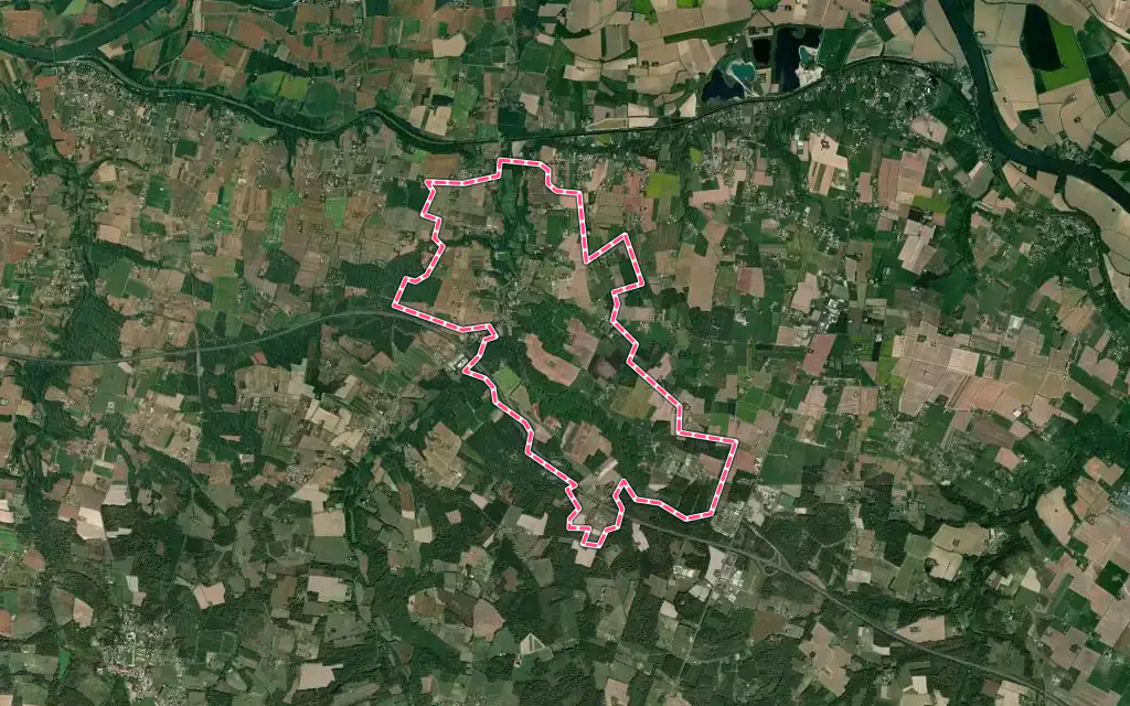 Vue satellite de Pondaurat avec ses contours administratifs