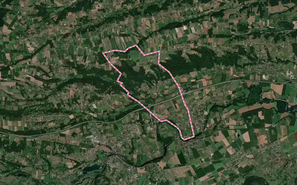 Vue satellite de Ponlat-Taillebourg avec ses contours administratifs