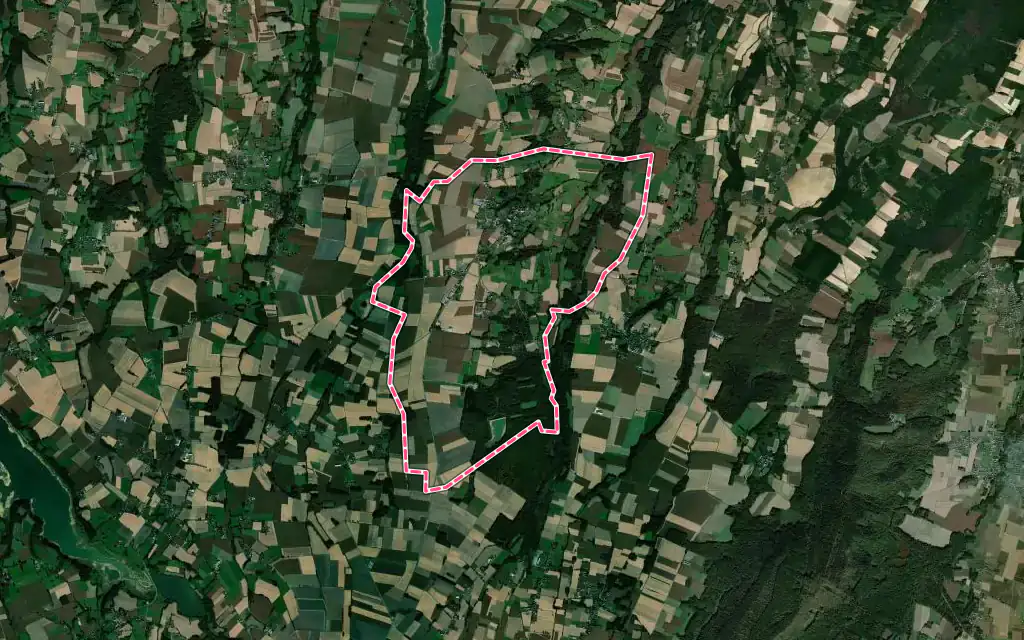 Vue satellite de Ponson-Dessus avec ses contours administratifs
