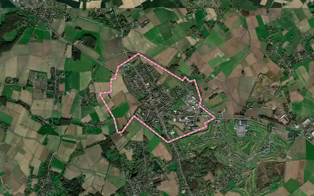 Vue satellite de Pont-à-Marcq avec ses contours administratifs