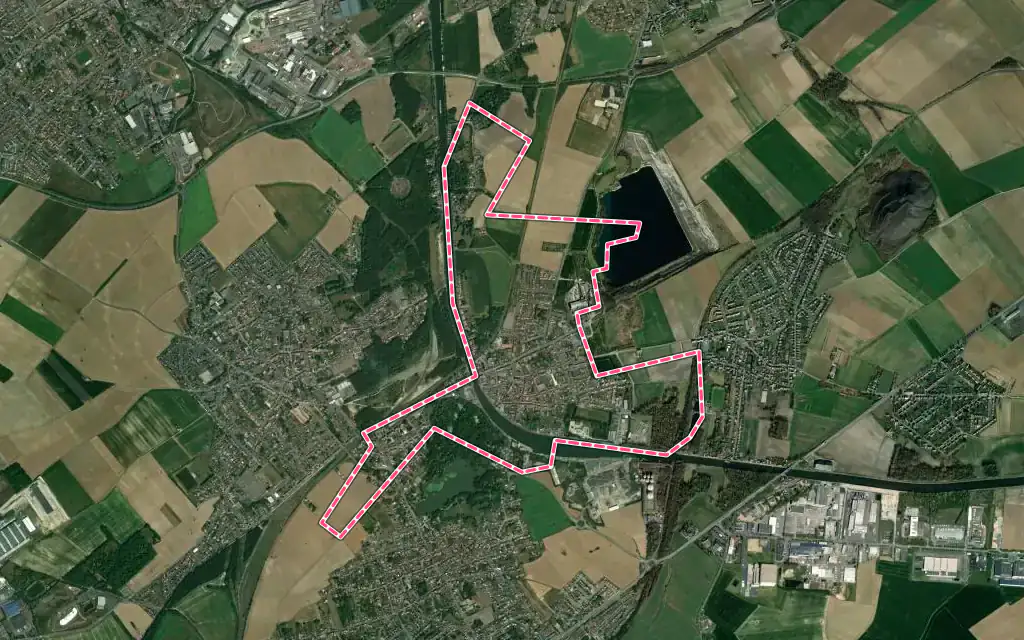 Vue satellite de Pont-à-Vendin avec ses contours administratifs