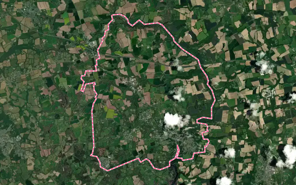 Vue satellite de Pont-Aven avec ses contours administratifs