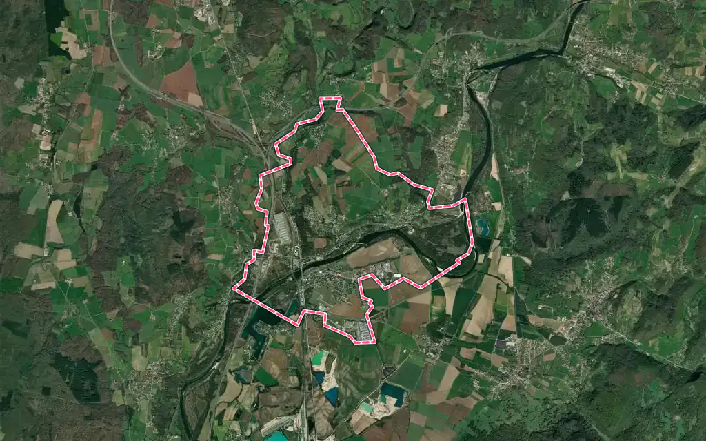 Vue satellite de Pont-d'Ain avec ses contours administratifs