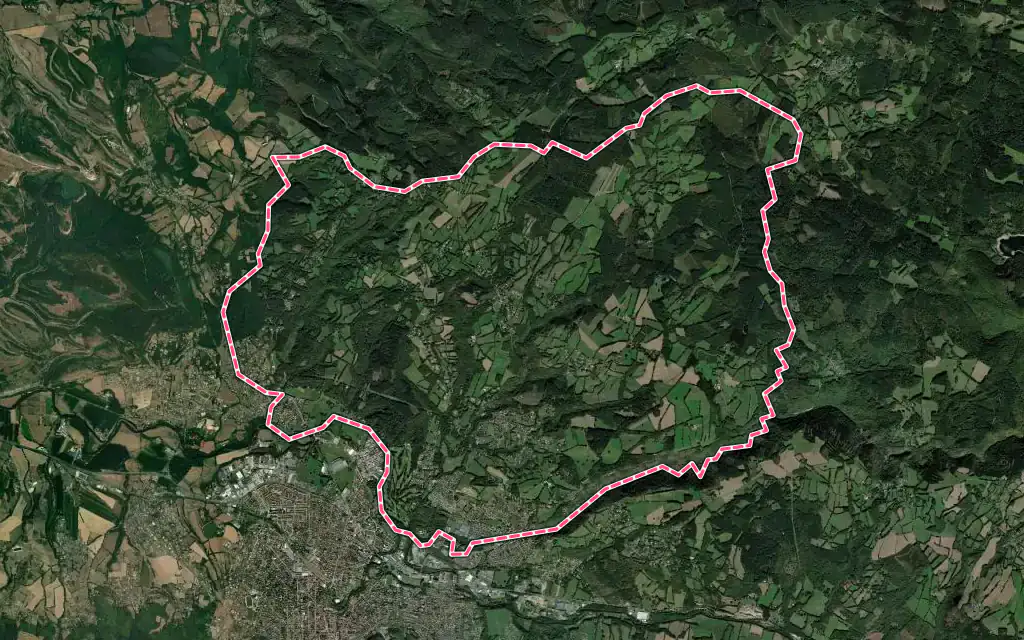 Vue satellite de Pont-de-Larn avec ses contours administratifs