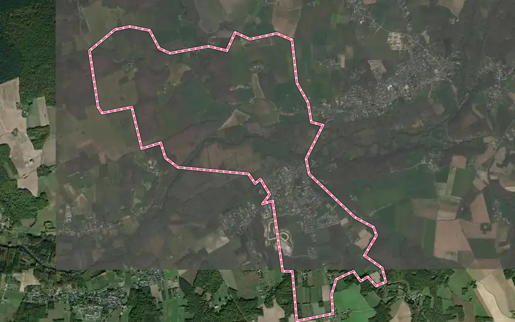 Vue satellite de Pont-de-Ruan avec ses contours administratifs