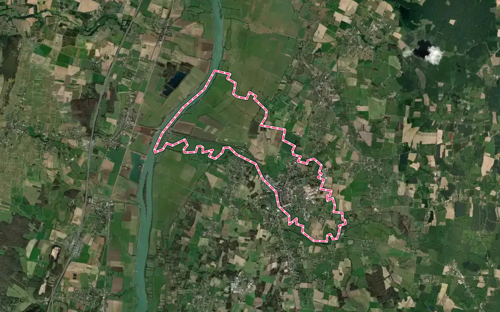 Vue satellite de Pont-de-Vaux avec ses contours administratifs