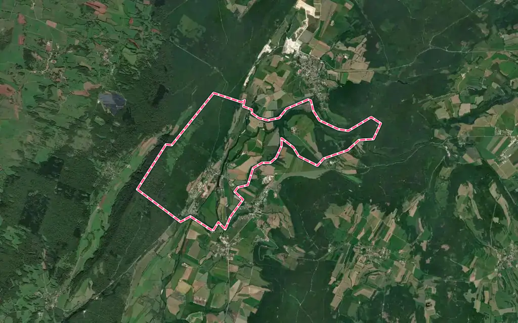 Vue satellite de Pont-du-Navoy avec ses contours administratifs