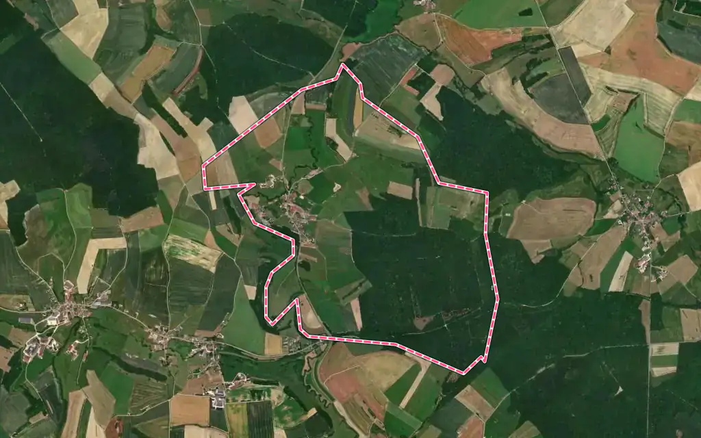 Vue satellite de Pont-lès-Bonfays avec ses contours administratifs
