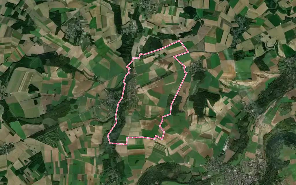 Vue satellite de Pont-Noyelles avec ses contours administratifs