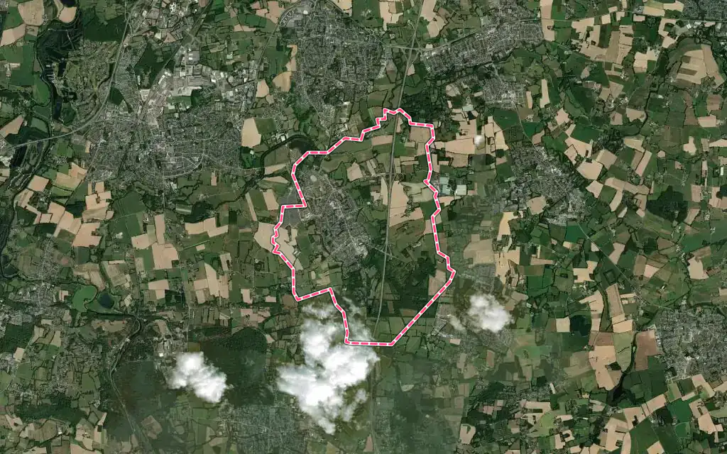 Vue satellite de Pont-Péan avec ses contours administratifs