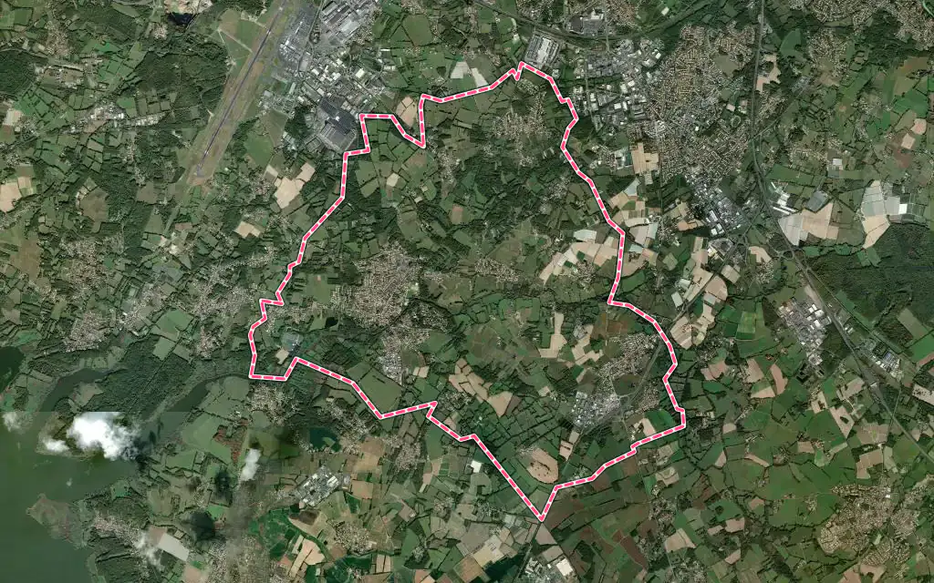 Vue satellite de Pont-Saint-Martin avec ses contours administratifs