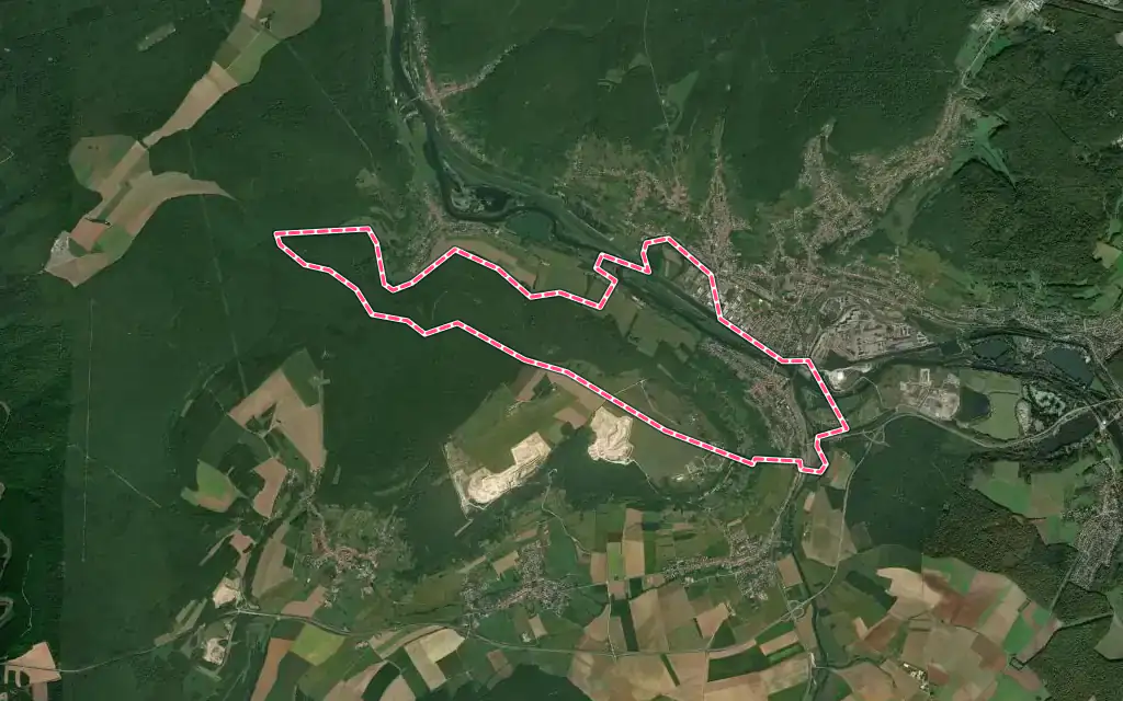 Vue satellite de Pont-Saint-Vincent avec ses contours administratifs