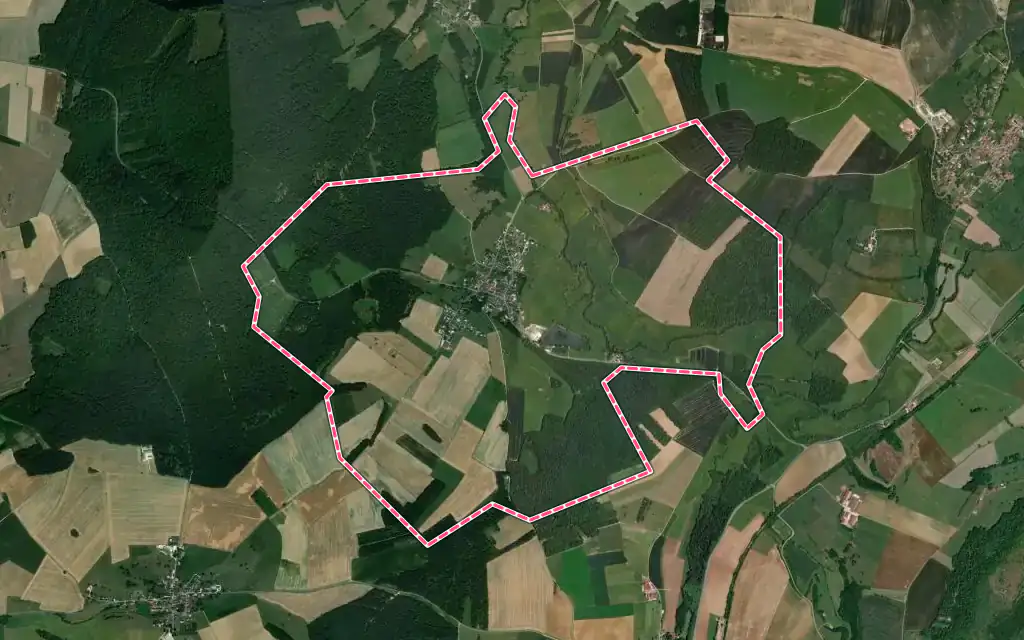 Vue satellite de Pontcey avec ses contours administratifs