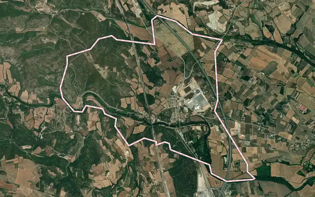 Vista satélite de Pont de Molins con su contorno administrativo