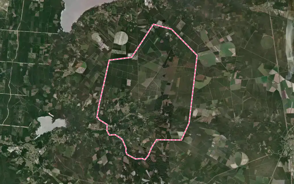 Vue satellite de Pontenx-les-Forges avec ses contours administratifs