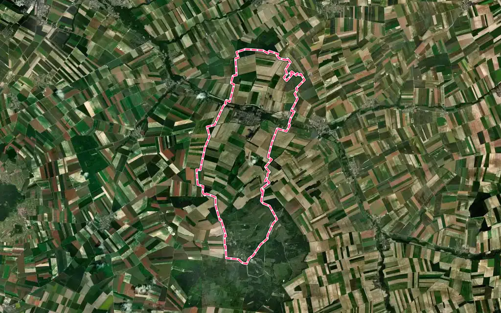 Vue satellite de Pontfaverger-Moronvilliers avec ses contours administratifs