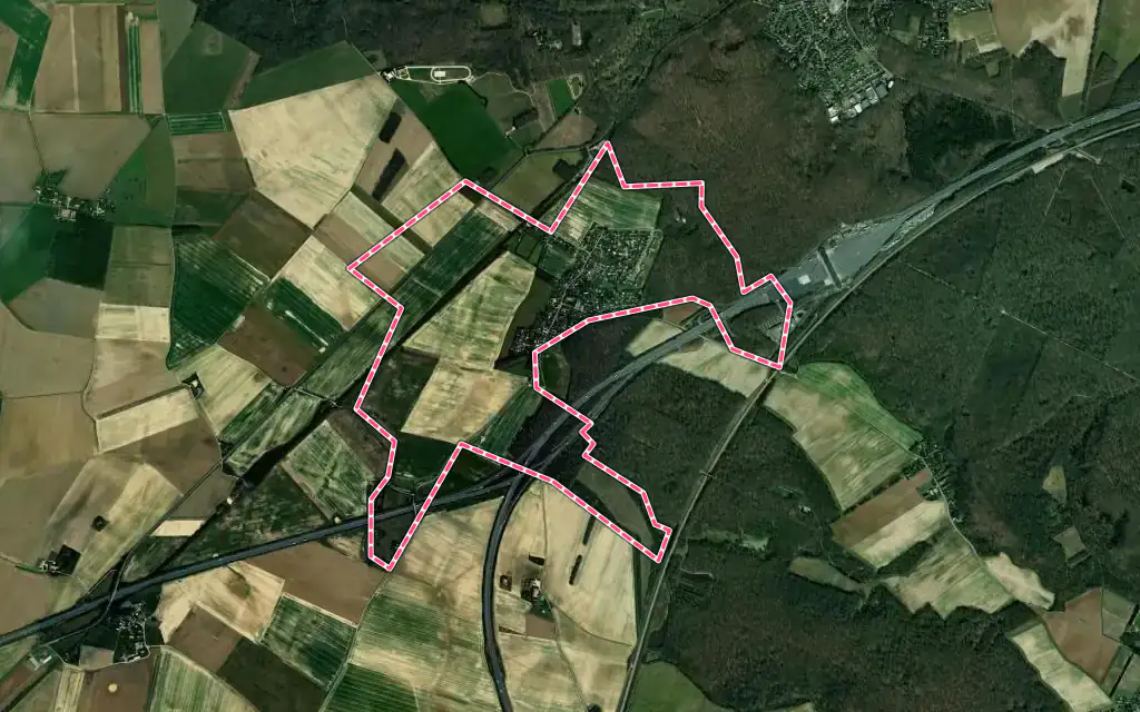Vue satellite de Ponthévrard avec ses contours administratifs