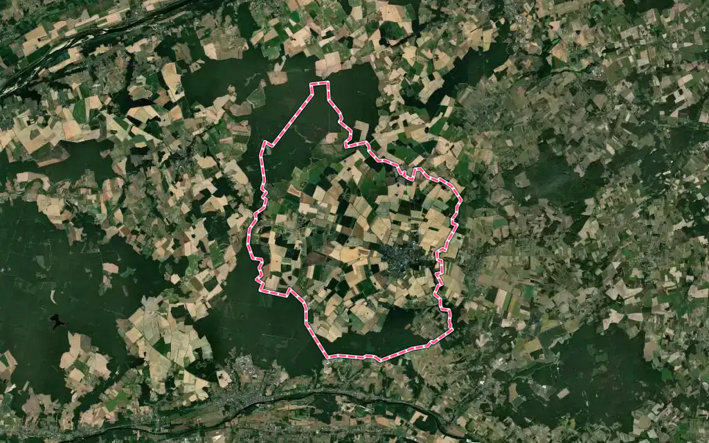 Vue satellite de Pontlevoy avec ses contours administratifs