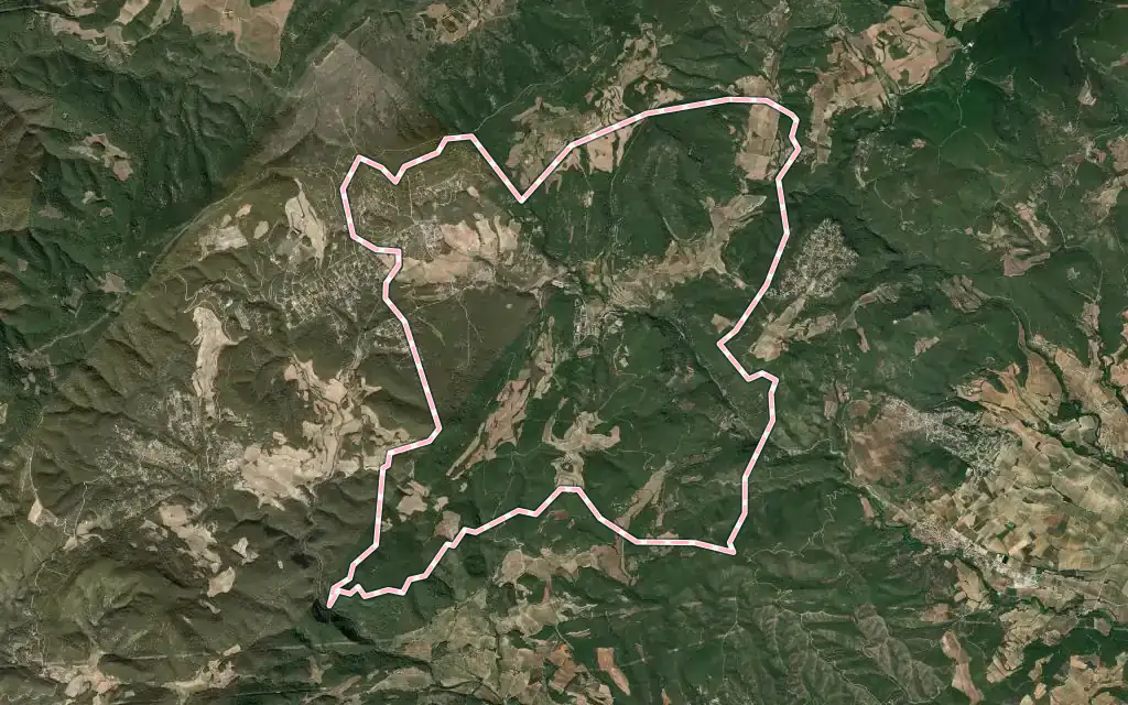 Vista satélite de Pontons con su contorno administrativo