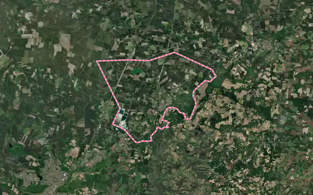 Vue satellite de Pontonx-sur-l'Adour avec ses contours administratifs