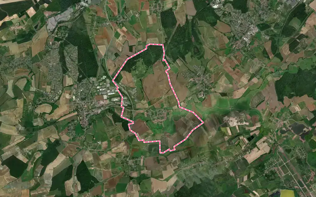 Vue satellite de Pontpierre avec ses contours administratifs