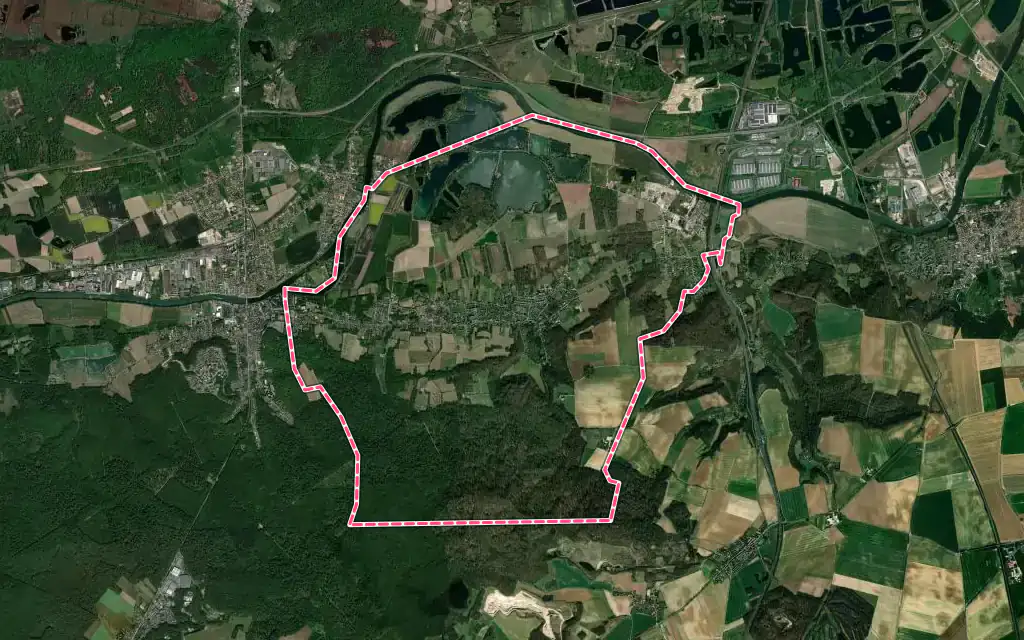 Vue satellite de Pontpoint avec ses contours administratifs