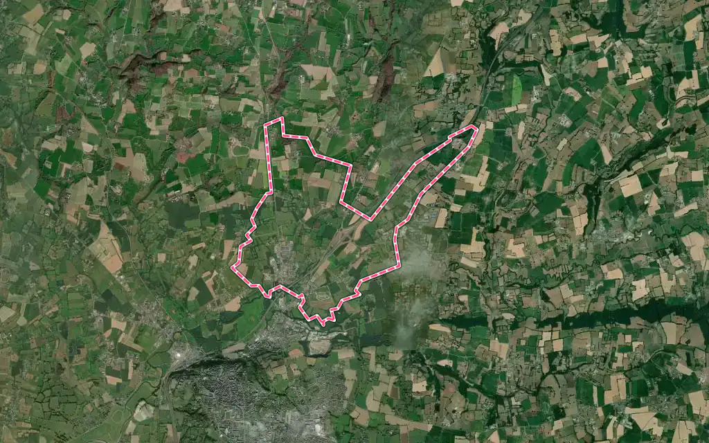 Vue satellite de Ponts avec ses contours administratifs