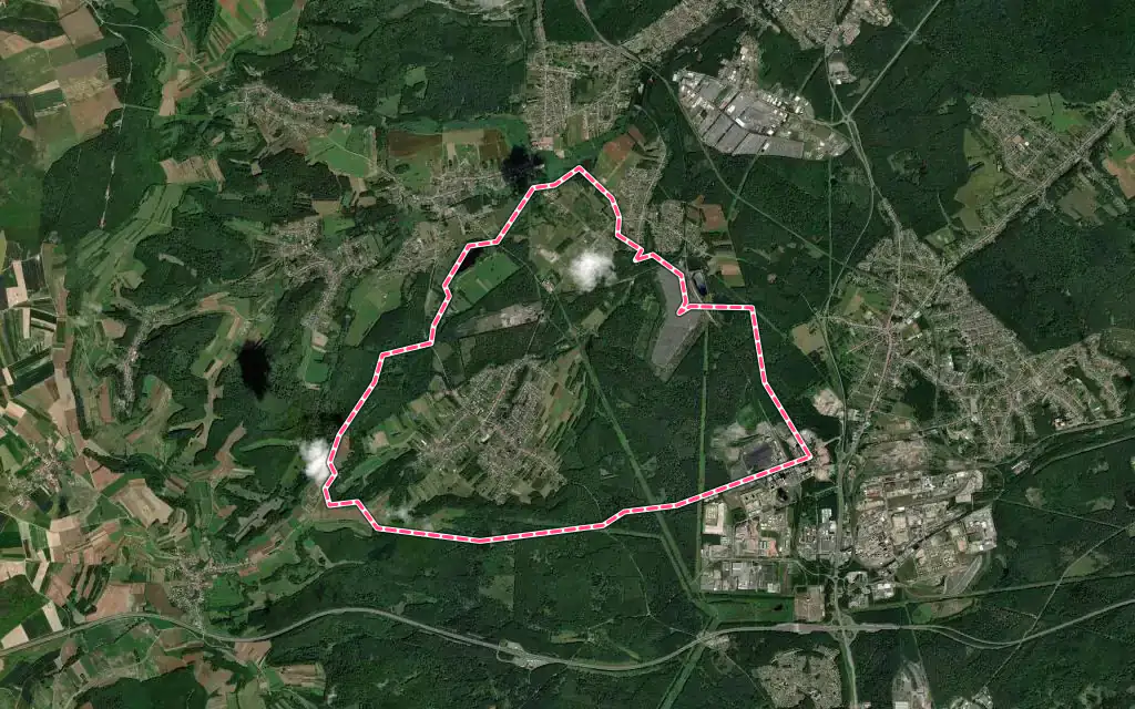Vue satellite de Porcelette avec ses contours administratifs