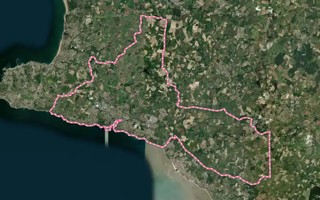 Vue satellite de Pornic avec ses contours administratifs