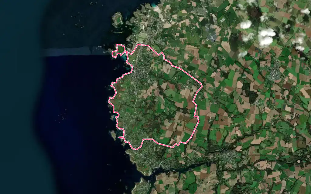 Vue satellite de Porspoder avec ses contours administratifs