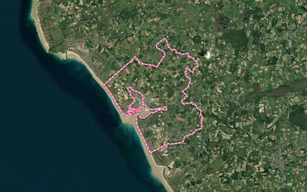 Vue satellite de Port-Bail-sur-Mer avec ses contours administratifs