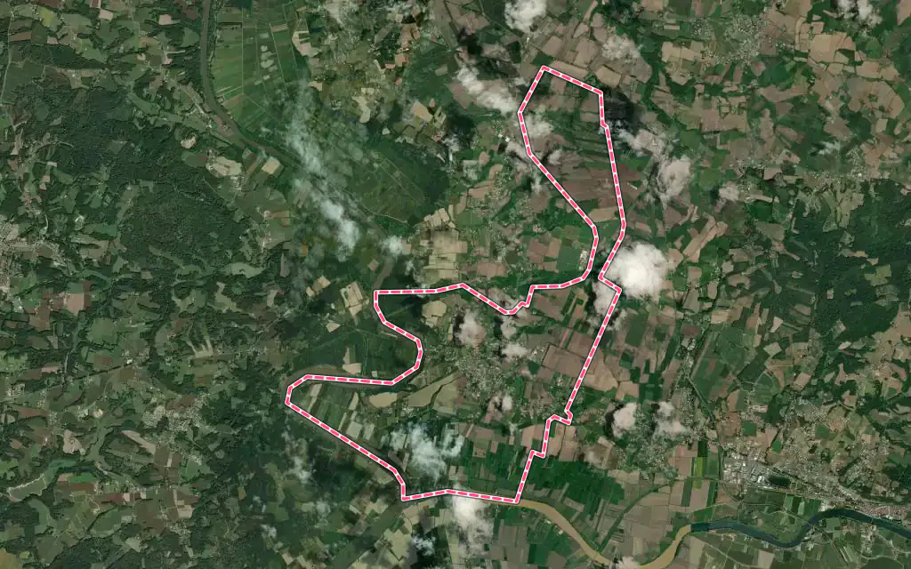 Vue satellite de Port-de-Lanne avec ses contours administratifs