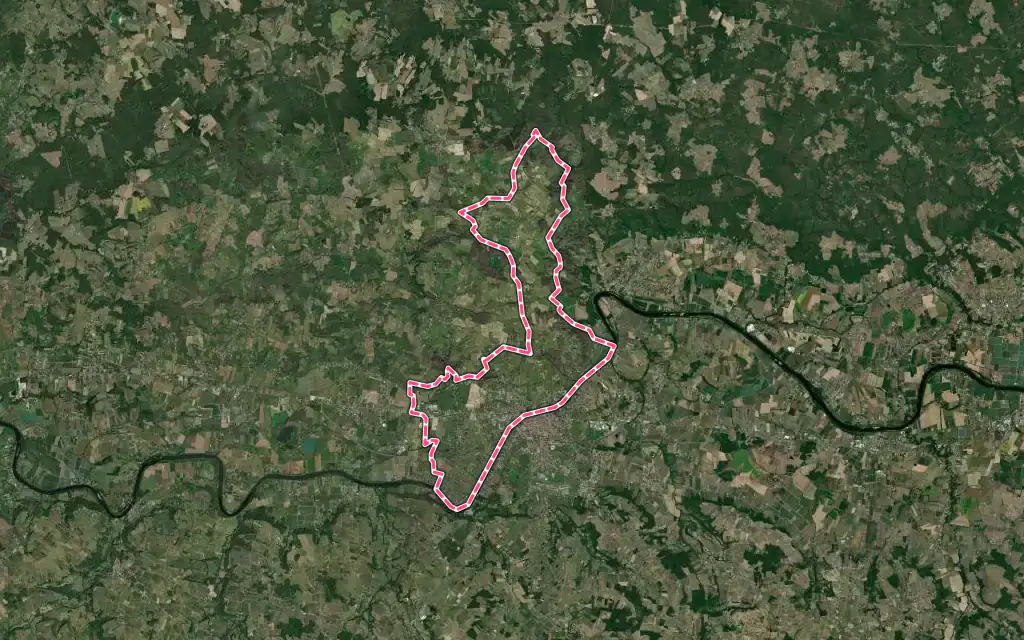 Vue satellite de Port-Sainte-Foy-et-Ponchapt avec ses contours administratifs