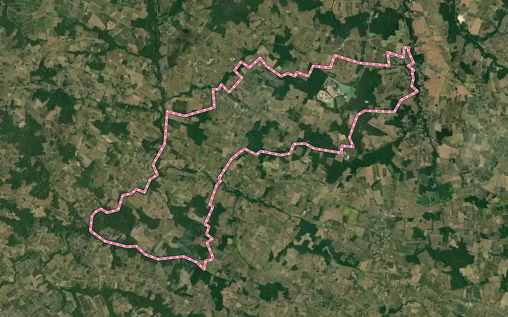 Vue satellite de Porte-de-Benauge avec ses contours administratifs