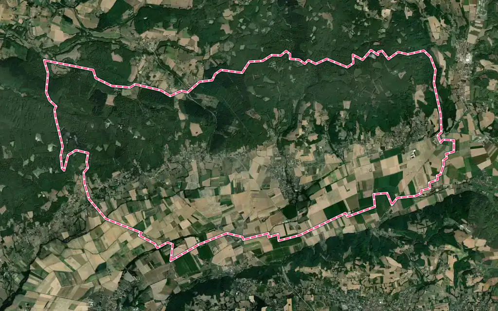 Vue satellite de Porte-des-Bonnevaux avec ses contours administratifs