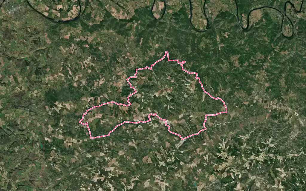 Vue satellite de Porte-du-Quercy avec ses contours administratifs