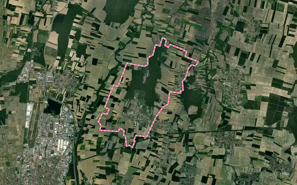 Vue satellite de Porte du Ried avec ses contours administratifs