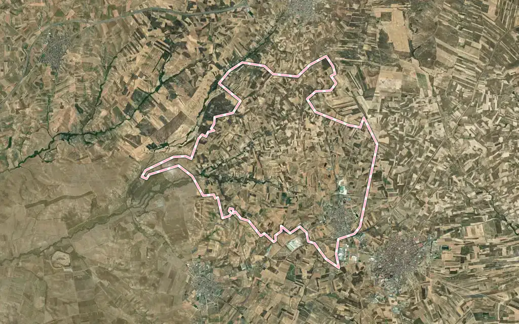 Vista satélite de Portillo de Toledo con su contorno administrativo