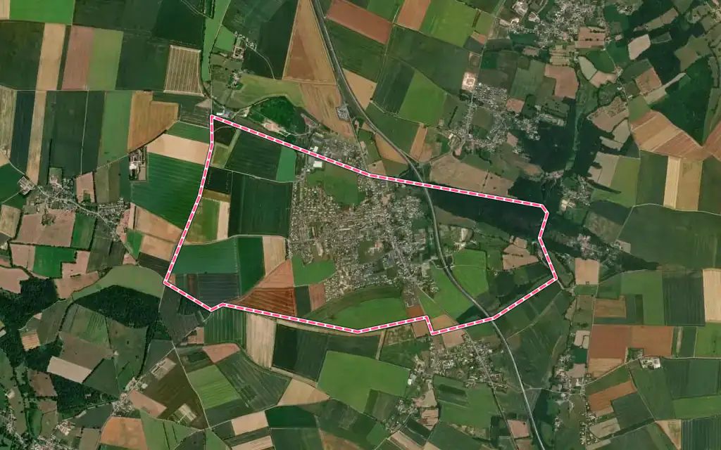 Vue satellite de Potigny avec ses contours administratifs
