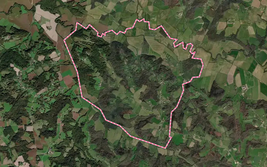 Vue satellite de Poudenx avec ses contours administratifs