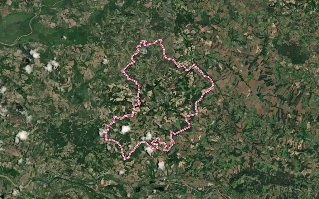 Vue satellite de Pouillon avec ses contours administratifs