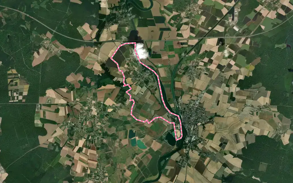 Vue satellite de Pouilly-sur-Saône avec ses contours administratifs