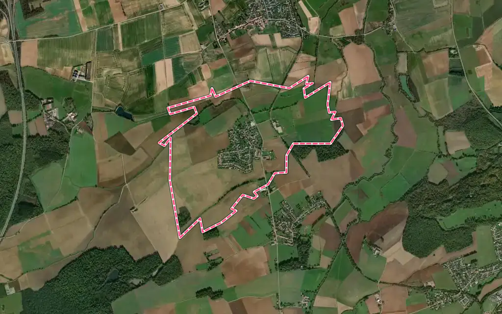 Vue satellite de Pournoy-la-Chétive avec ses contours administratifs