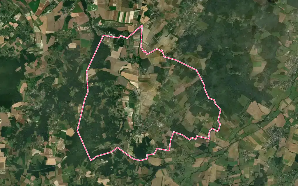 Vue satellite de Pourrain avec ses contours administratifs