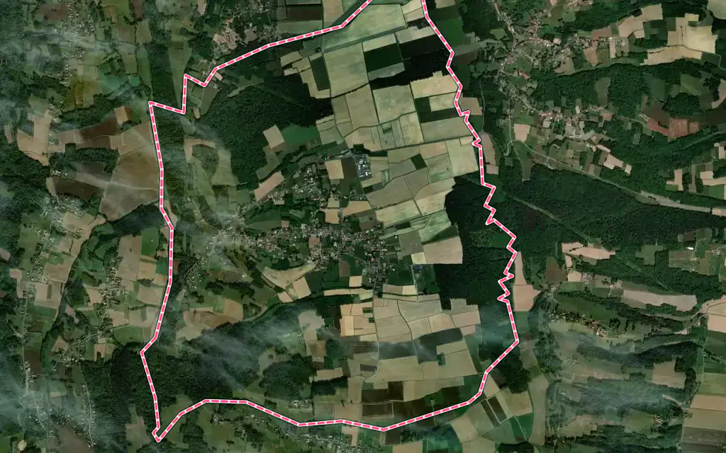 Vue satellite de Pouyastruc avec ses contours administratifs