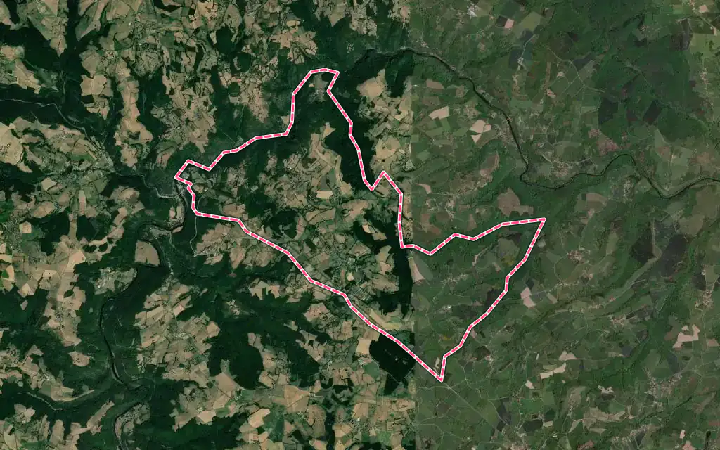 Vue satellite de Pouzol avec ses contours administratifs