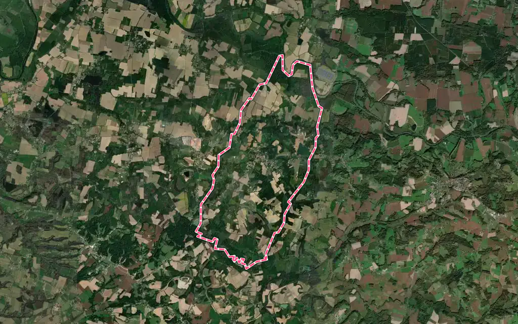 Vue satellite de Poyanne avec ses contours administratifs