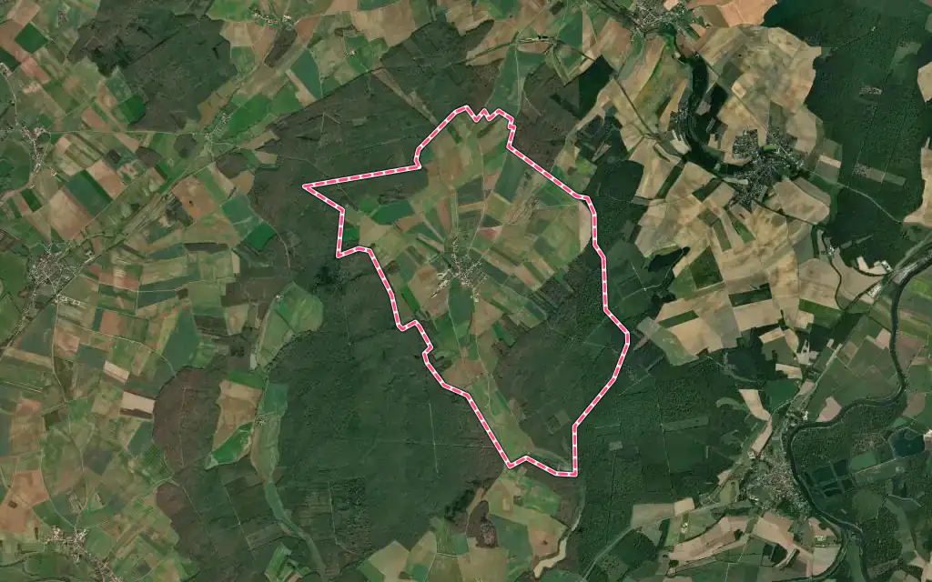 Vue satellite de Poyans avec ses contours administratifs
